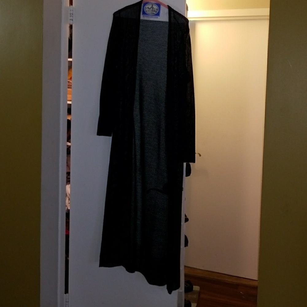 Eileen fisher open weave long duster